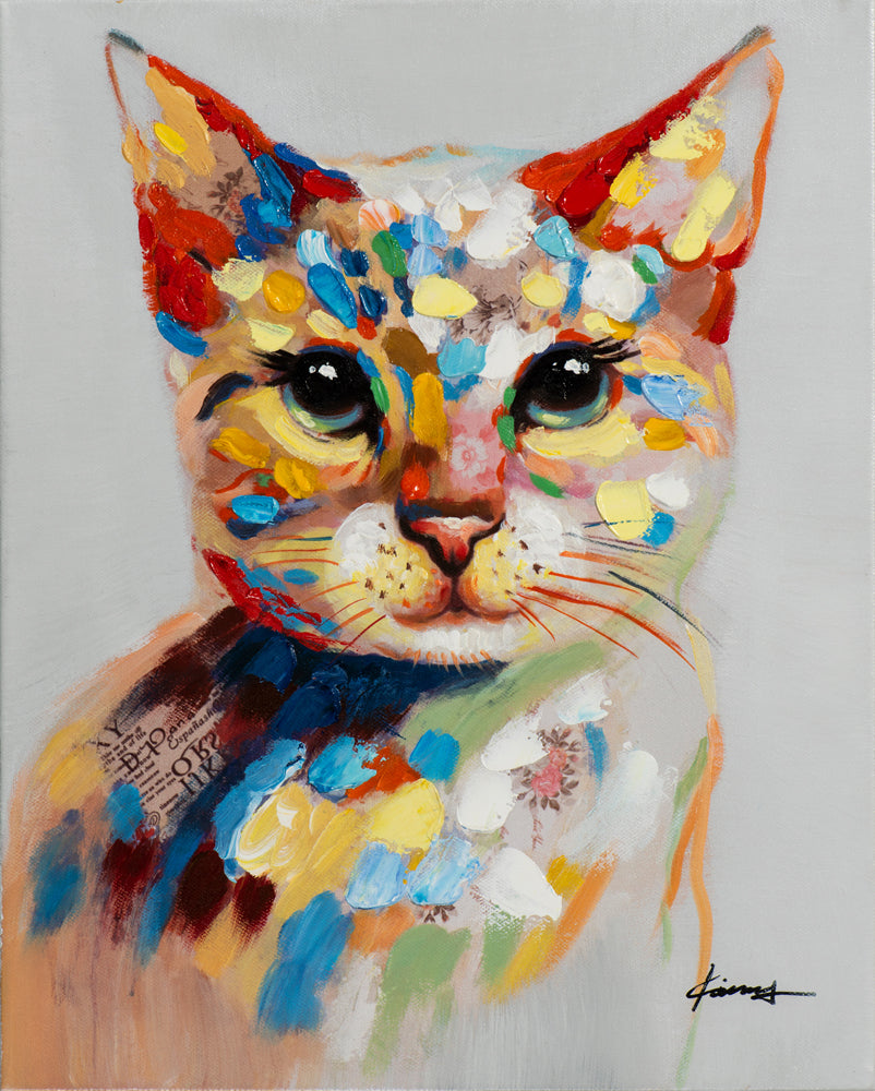 peinture Chaton coloré