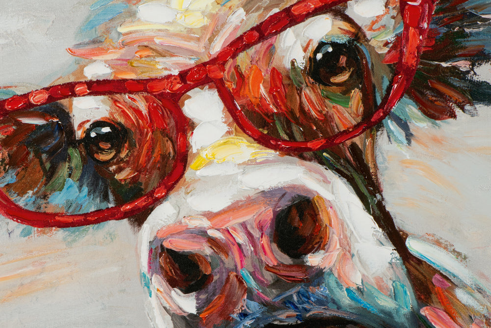 Gemälde Bunte Kuh mit Brille
