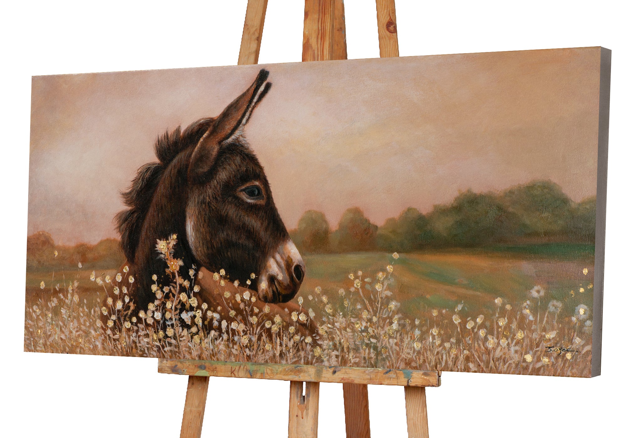 peinture Âne dans le champ de maïs