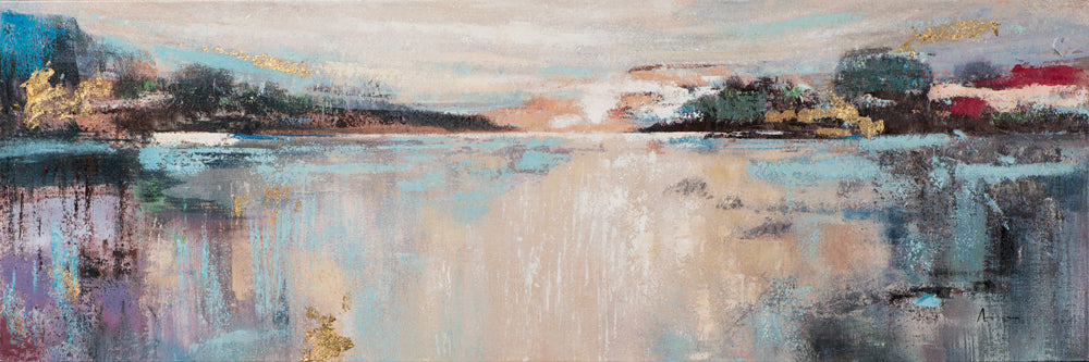 Peinture abstraite vue sur le lac