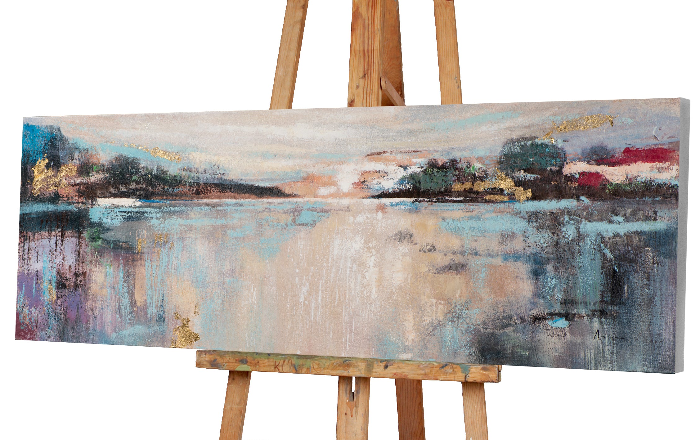 Peinture abstraite vue sur le lac