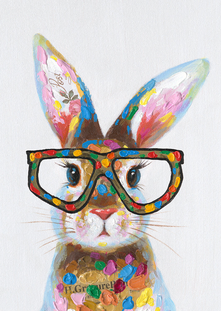 Gemälde Bunter Hase mit Brille