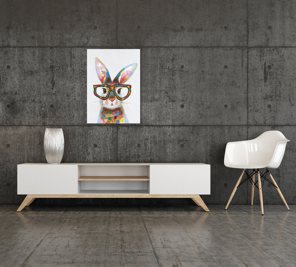 Gemälde Bunter Hase mit Brille