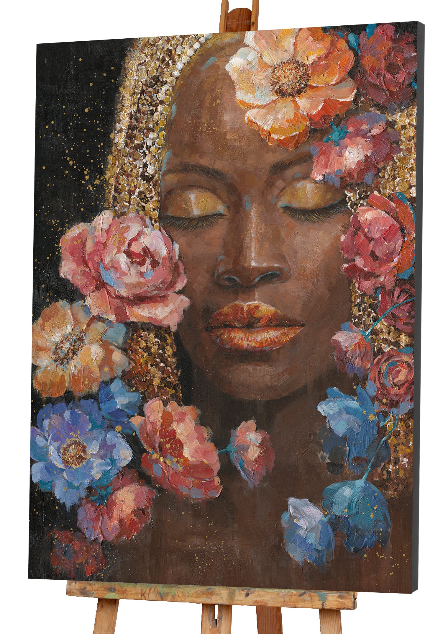 Painting Beautiful Woman with Flowers