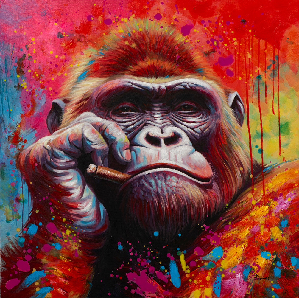 peinture Gorille fumant