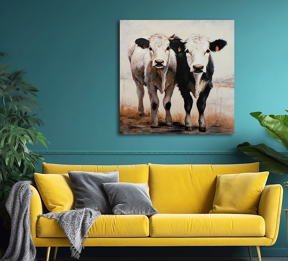 peinture de veaux mignons