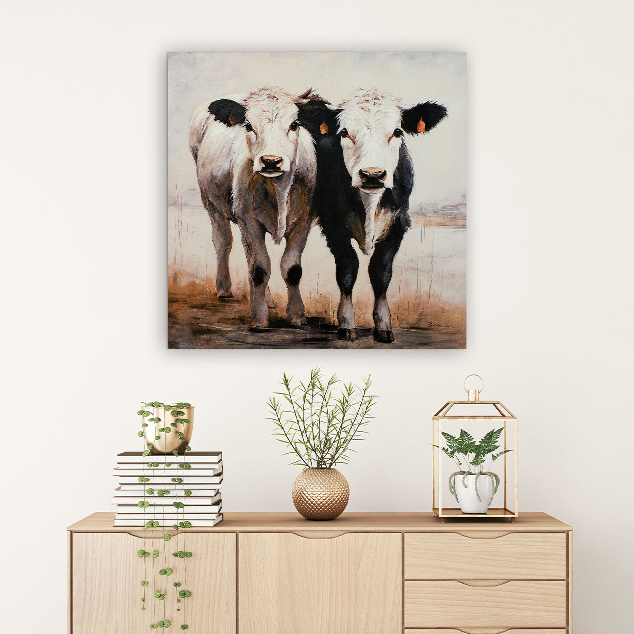 peinture de veaux mignons