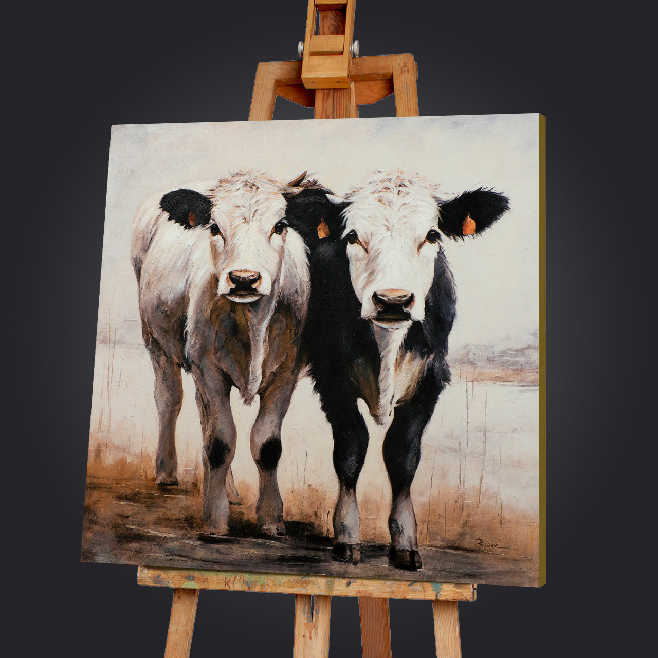 peinture de veaux mignons