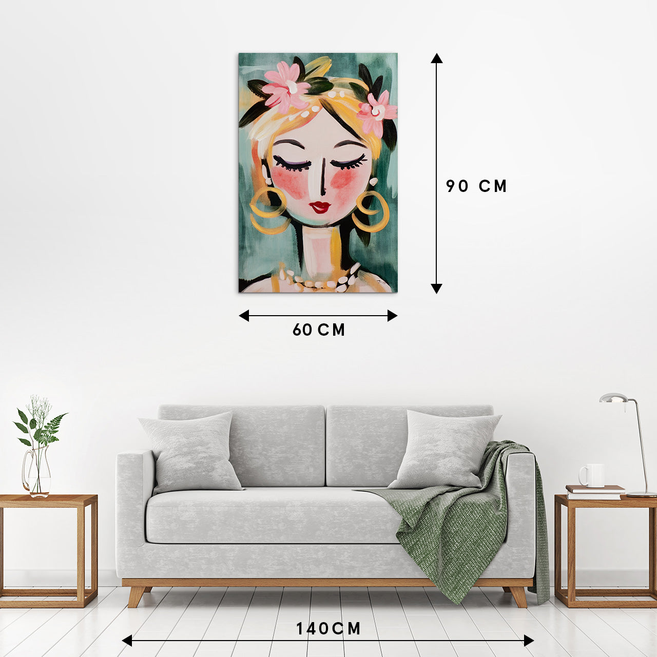 peinture Peinture naïve Fille verte