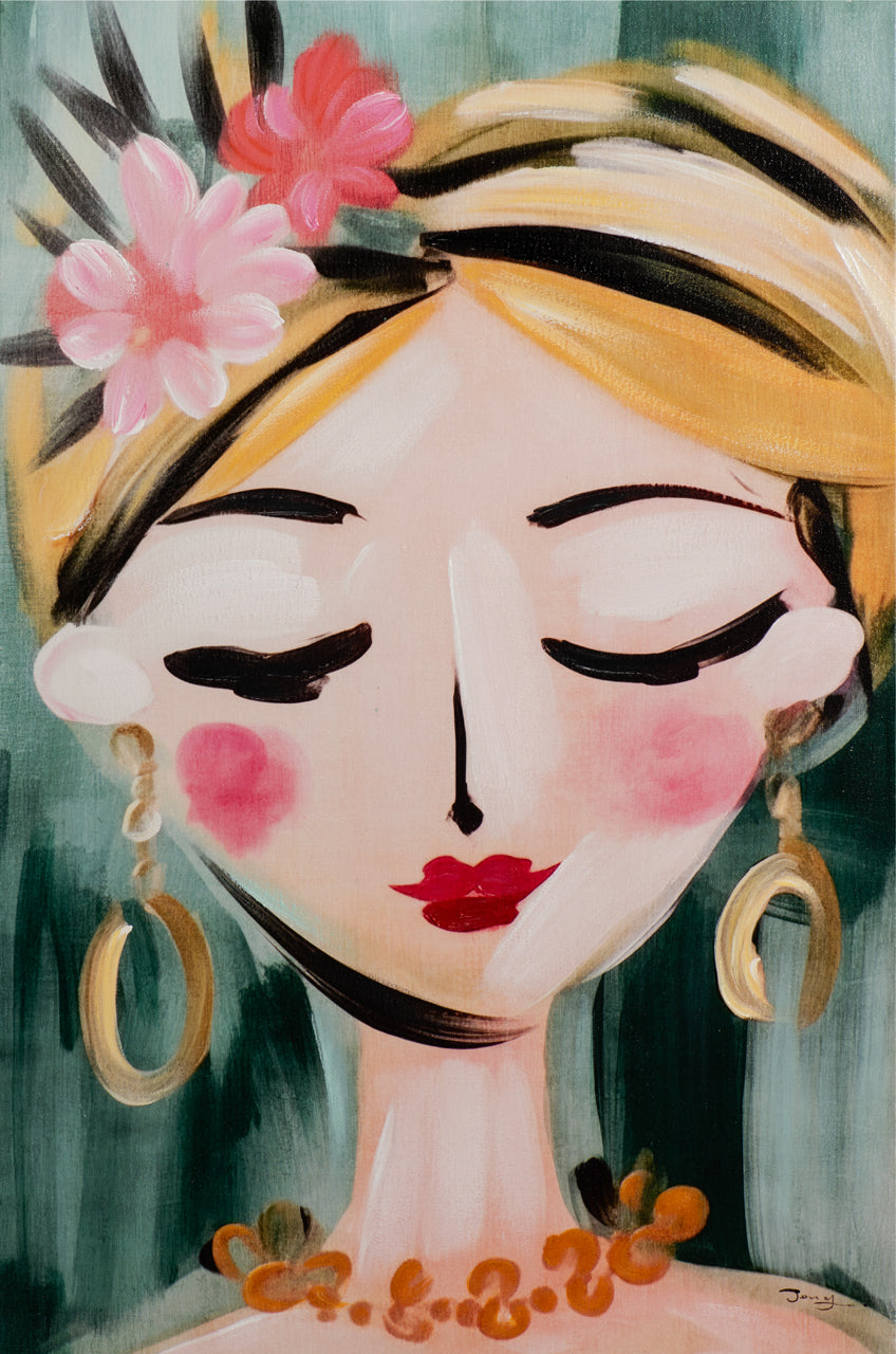 peinture Peinture naïve Fille aux fleurs