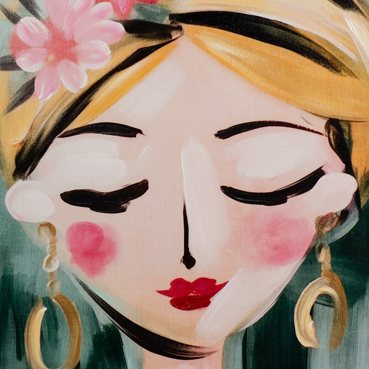 peinture Peinture naïve Fille aux fleurs