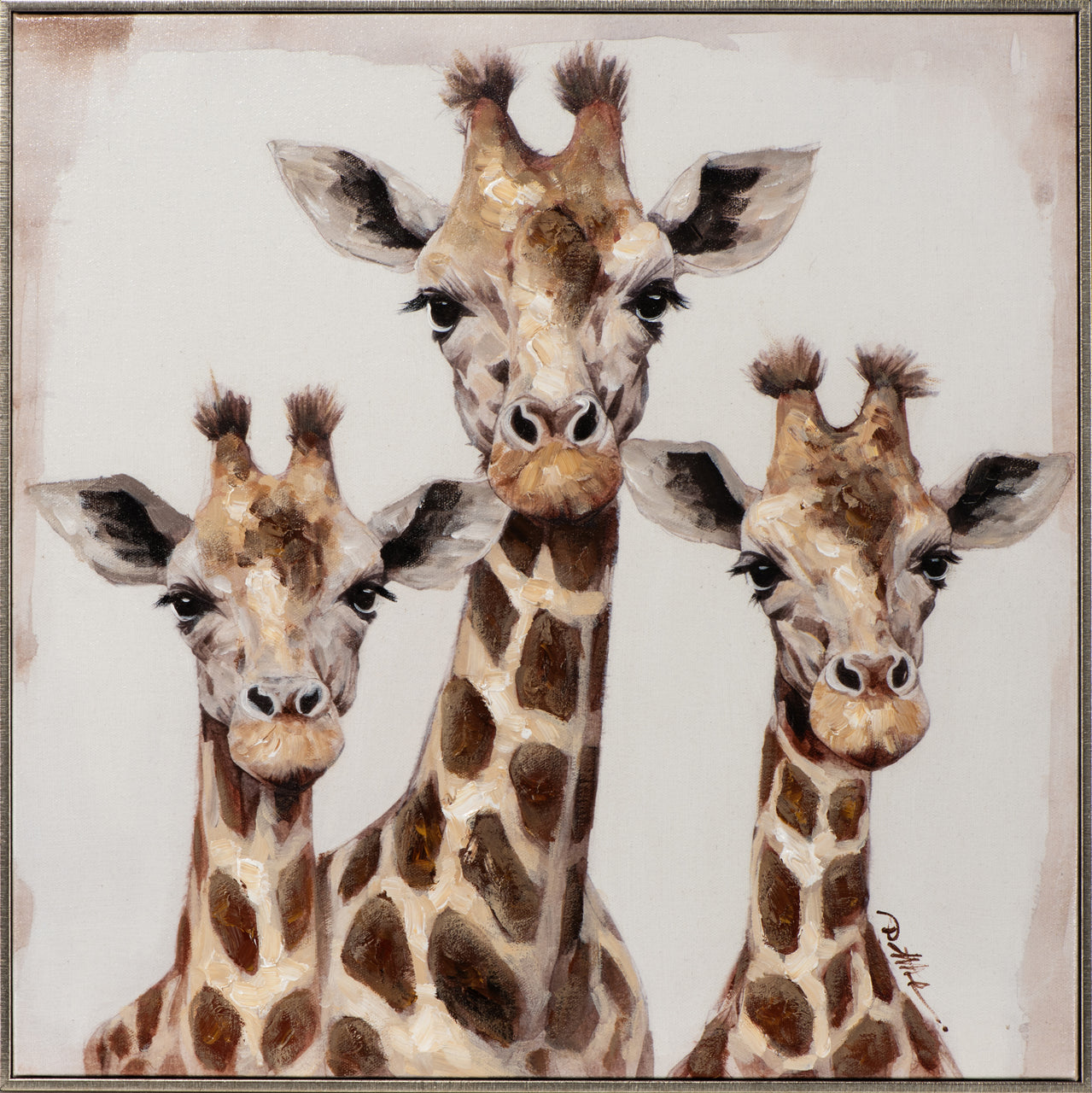 peinture Trio de girafes