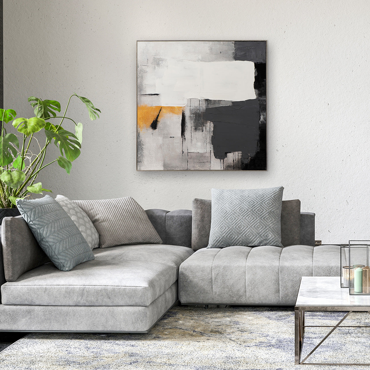 Gemälde Big White Brushstroke