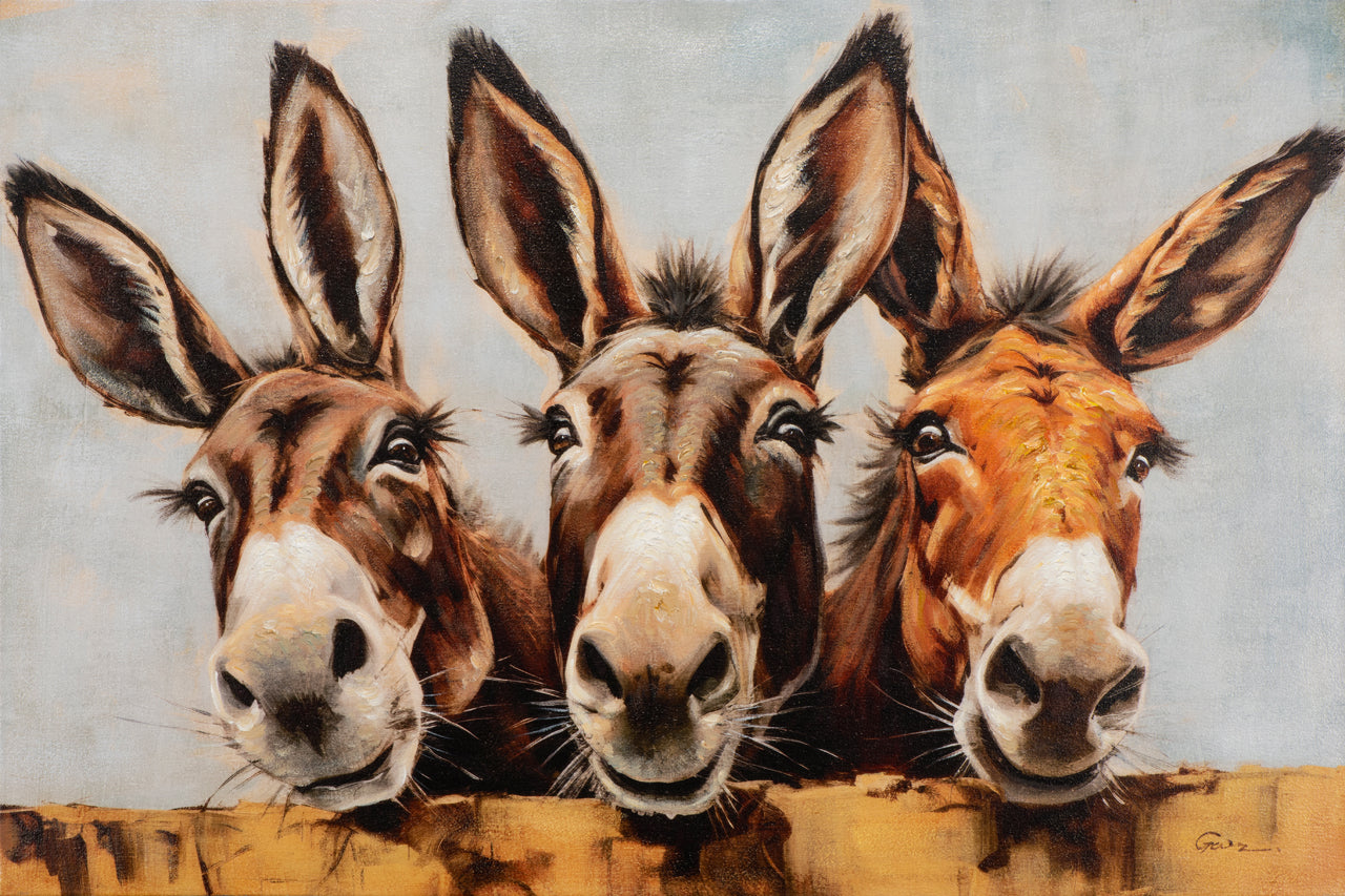 peinture Ânes curieux