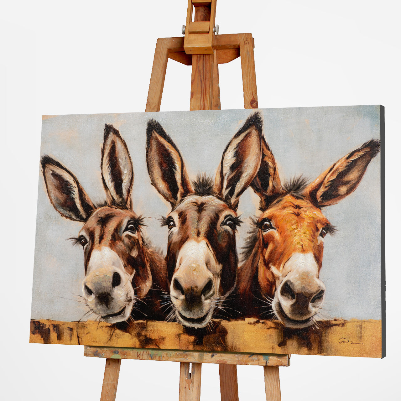 peinture Ânes curieux