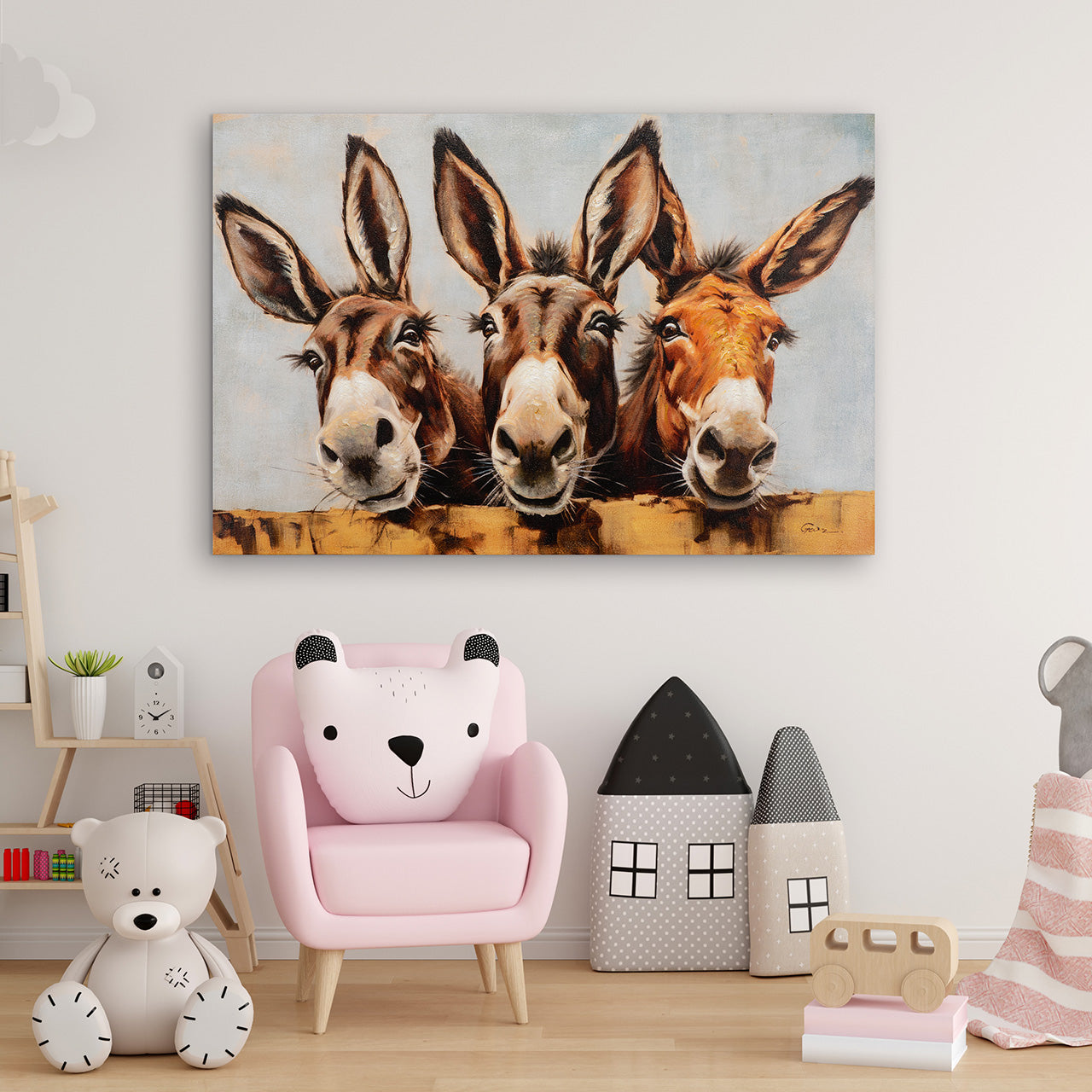 peinture Ânes curieux