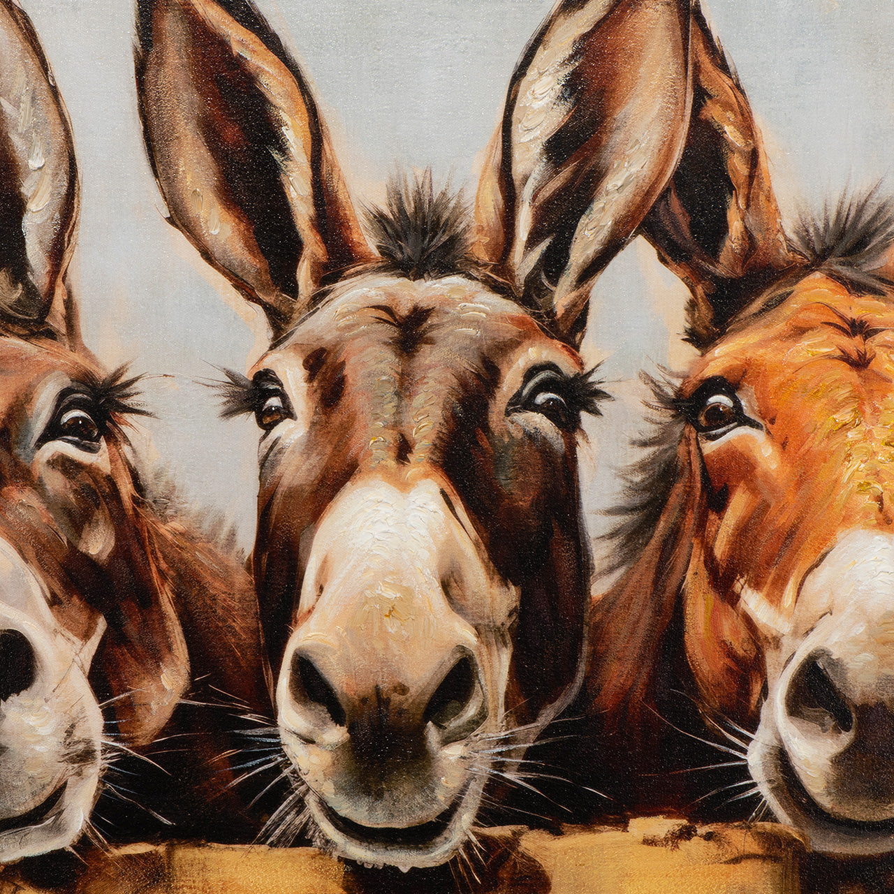 peinture Ânes curieux