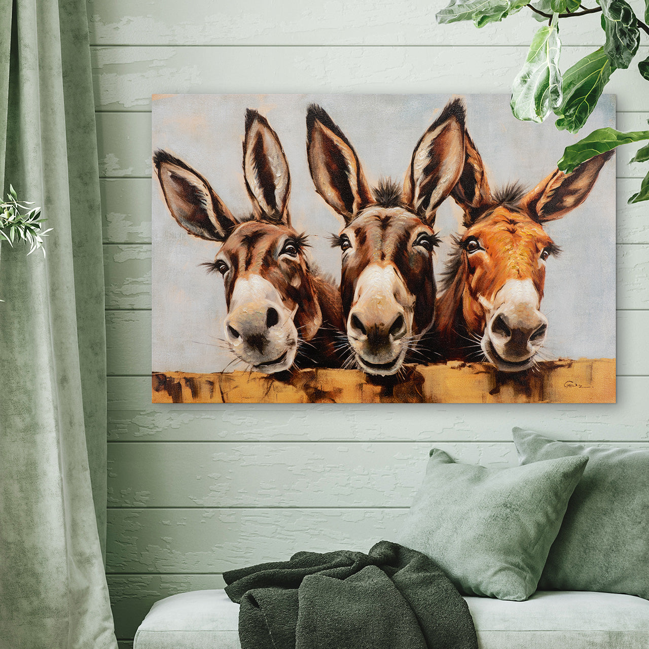 peinture Ânes curieux