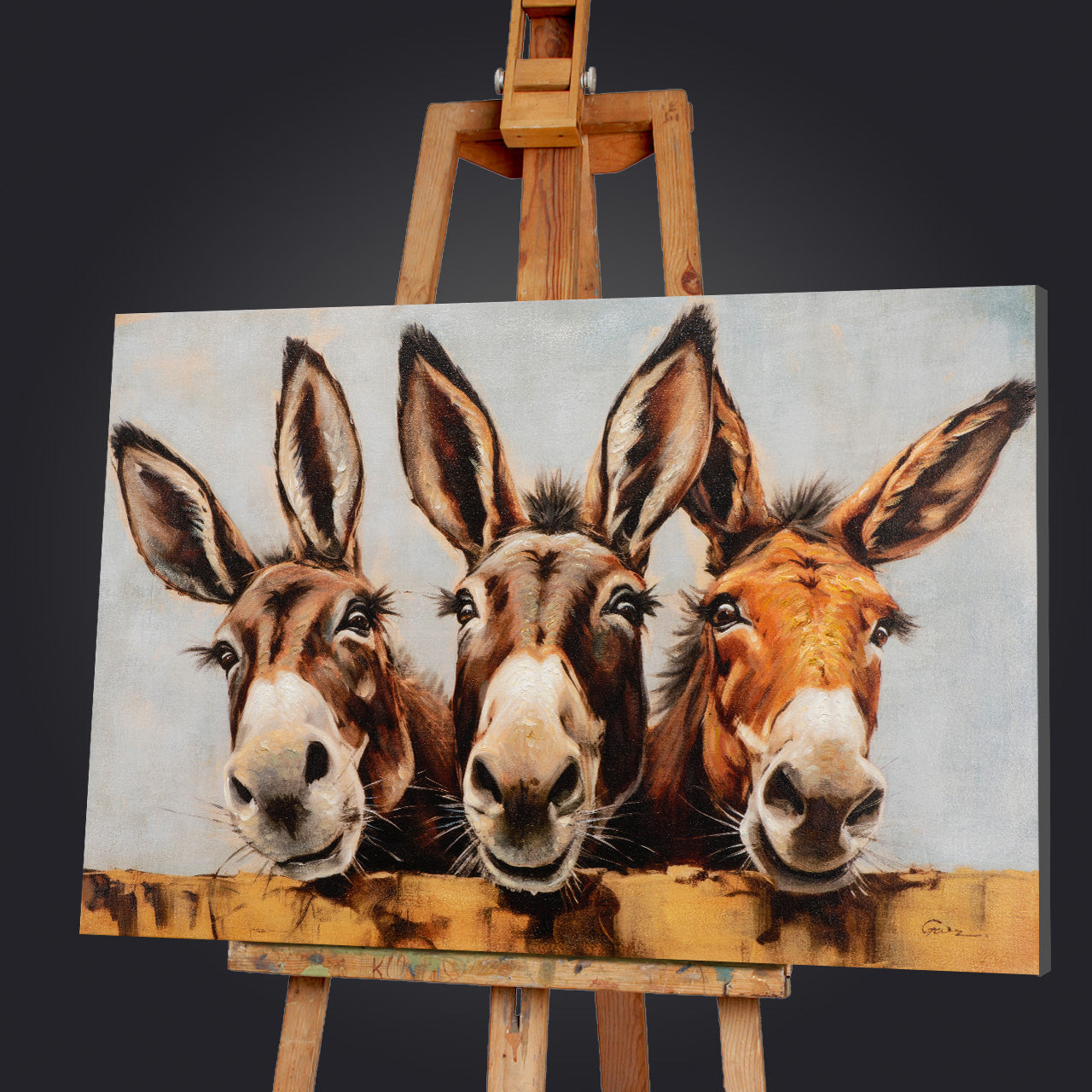 peinture Ânes curieux