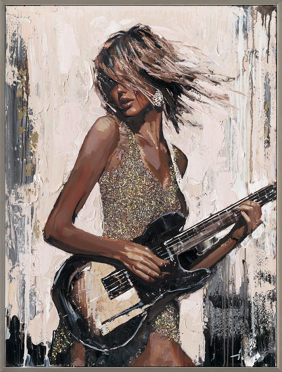 Gemälde Black Guitar Girl
