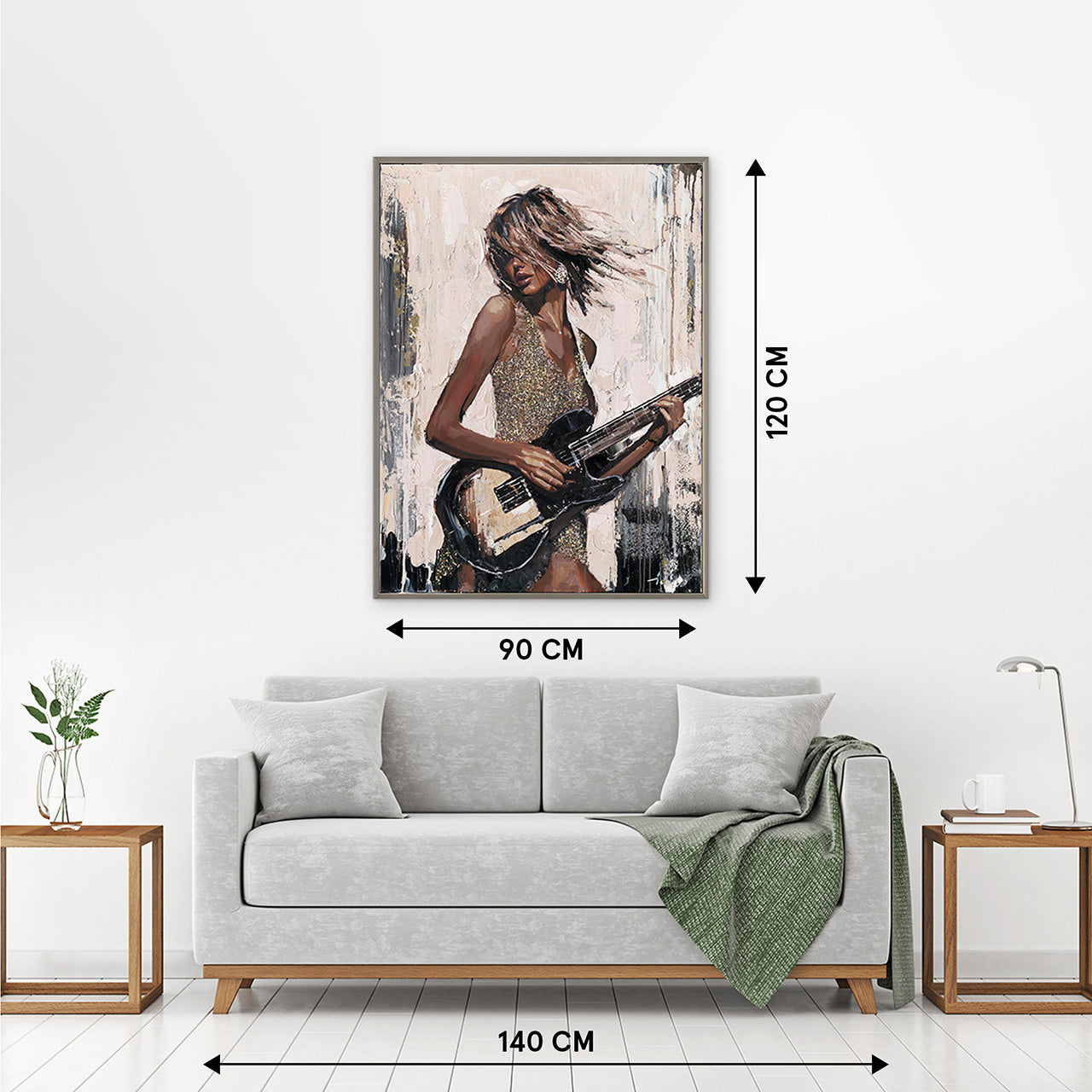 Gemälde Black Guitar Girl