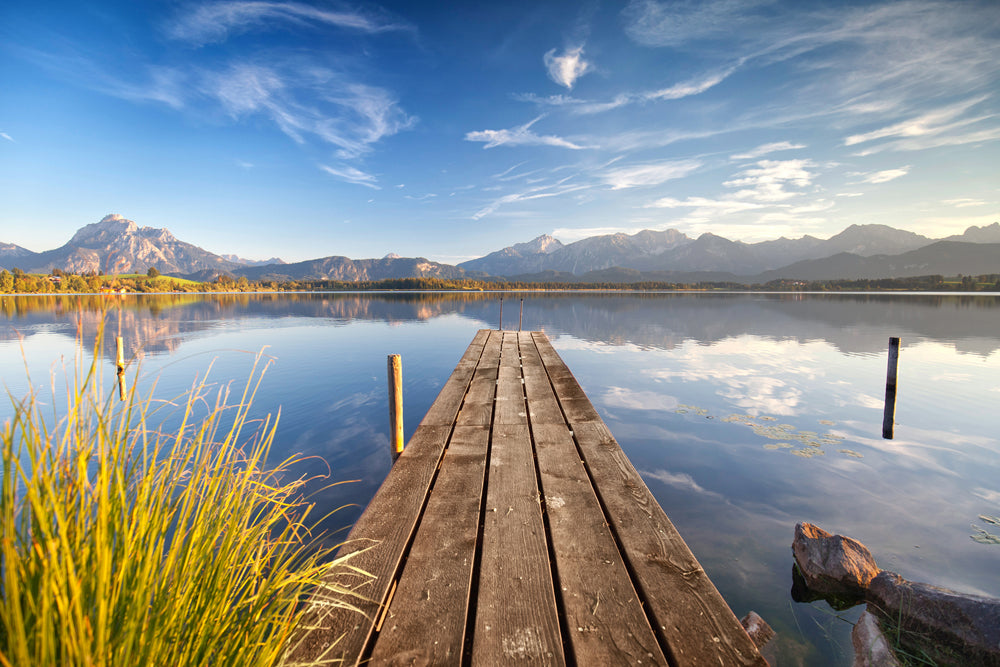 Tableau en aluminium Lac romantique avec montagnes