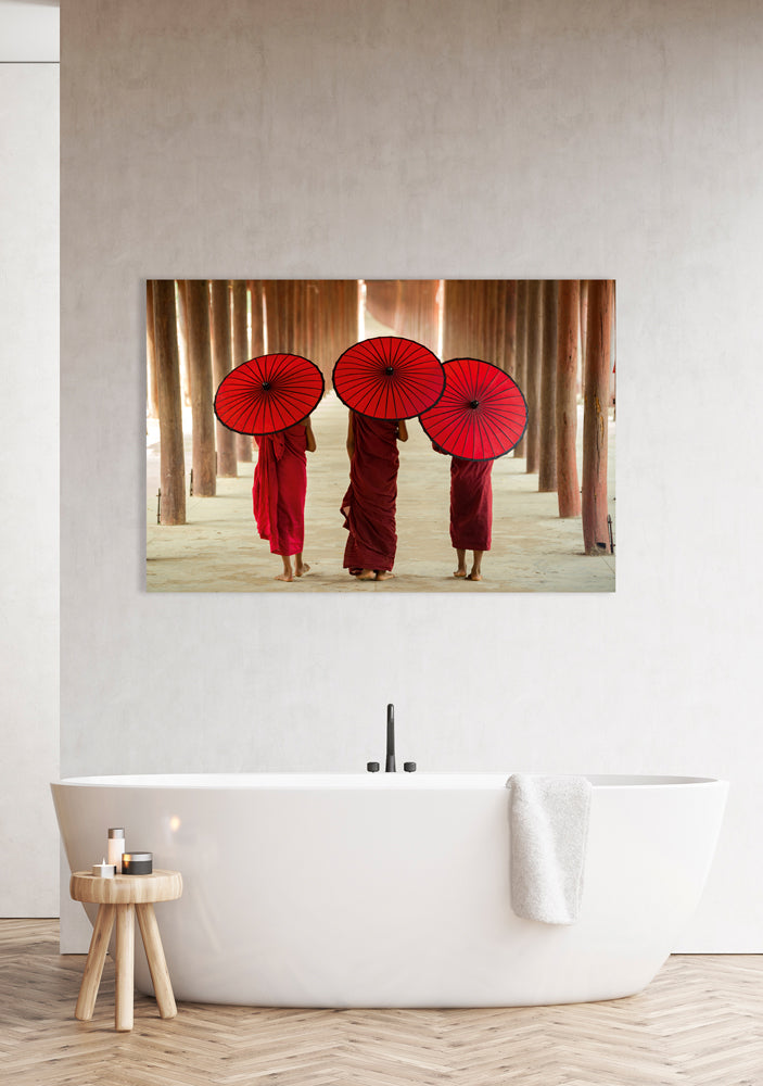 Tableau en aluminium Moines avec parapluies