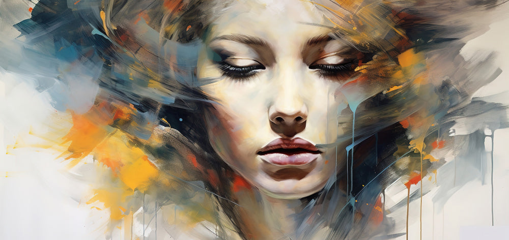 tableau en aluminium Fille d'ombre colorée