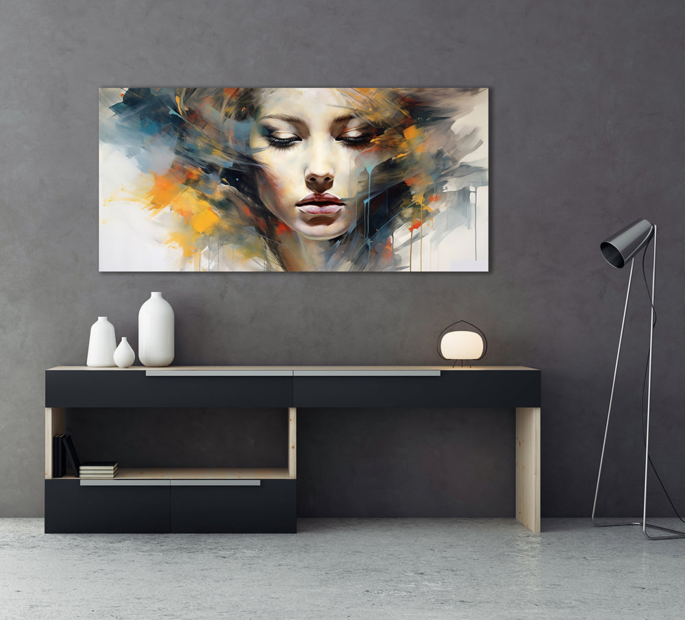 tableau en aluminium Fille d'ombre colorée