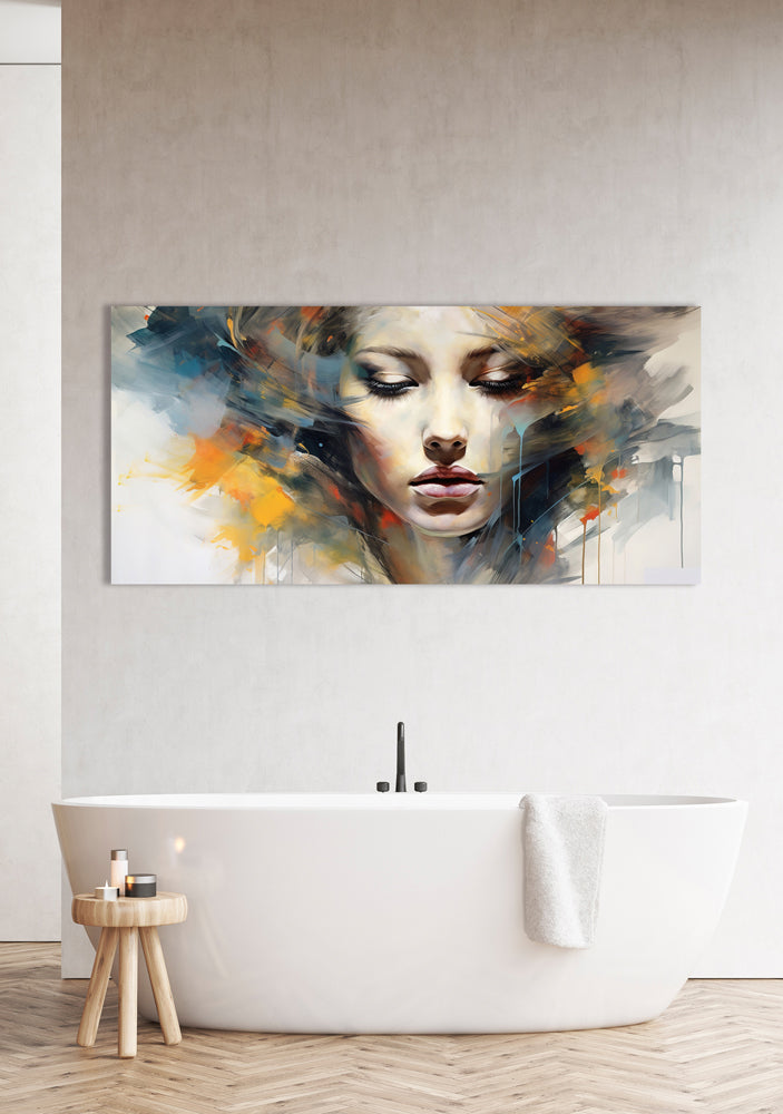 tableau en aluminium Fille d'ombre colorée