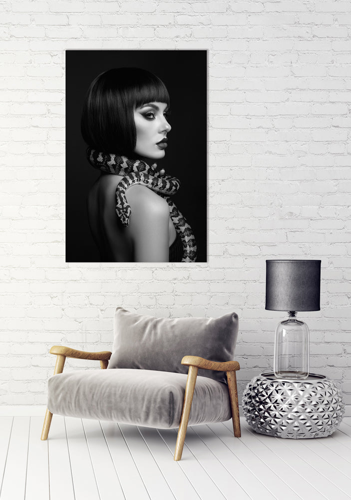 Aluminum picture Woman with Python