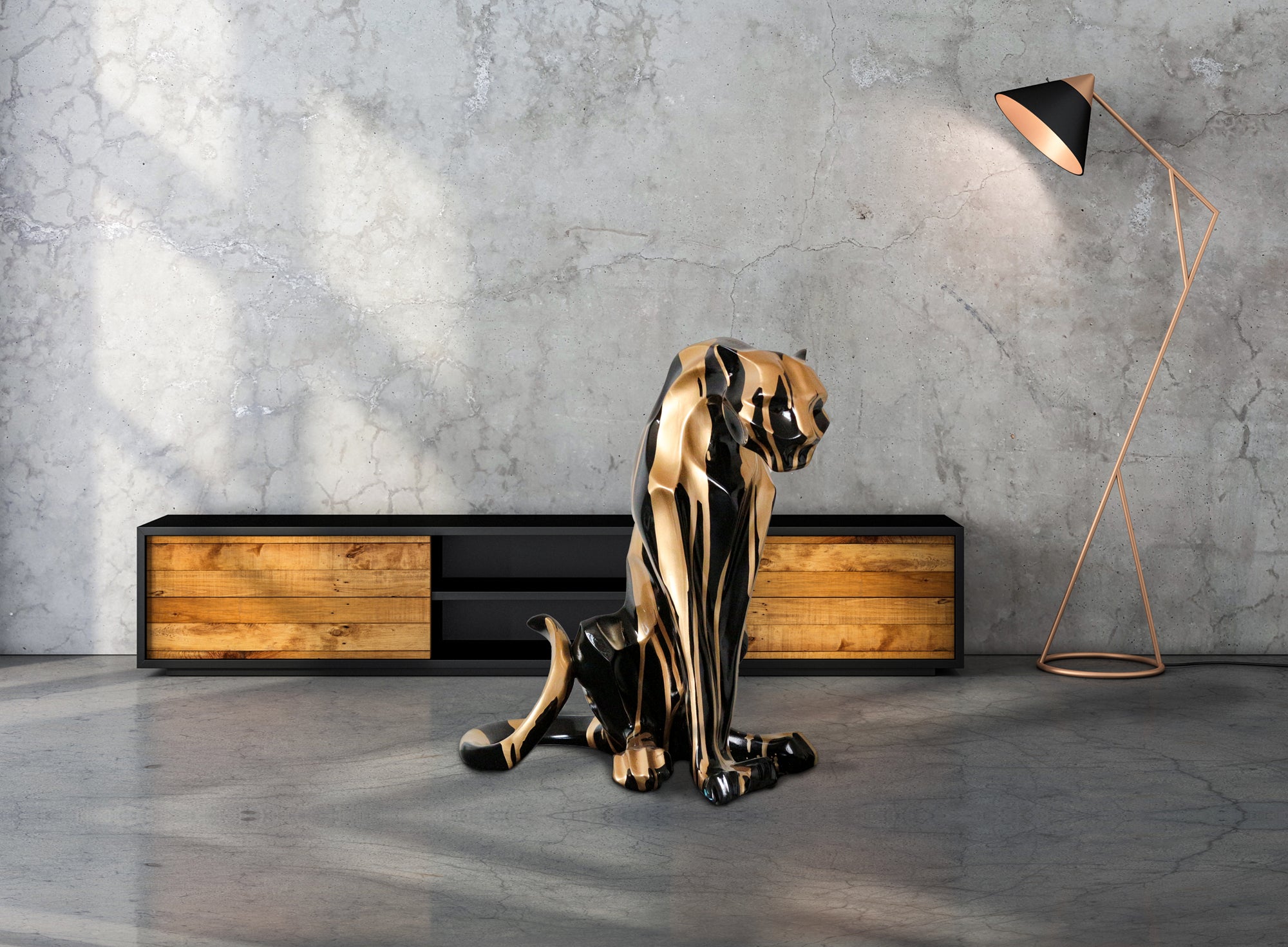 Sculpture Sitting Panther