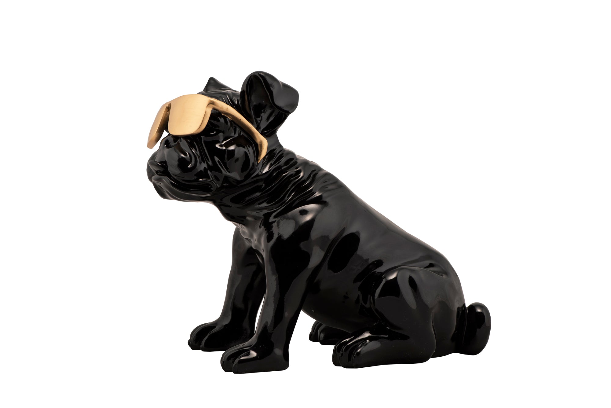 Sculpture Bulldog with Golden Sunglasses