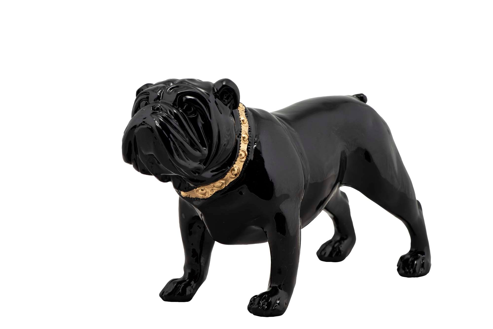 Skulptur Bulldogge mit goldenem Halsband