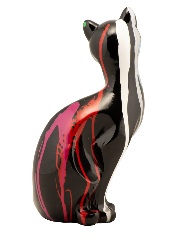 Sculpture Chat Coloré Assis II