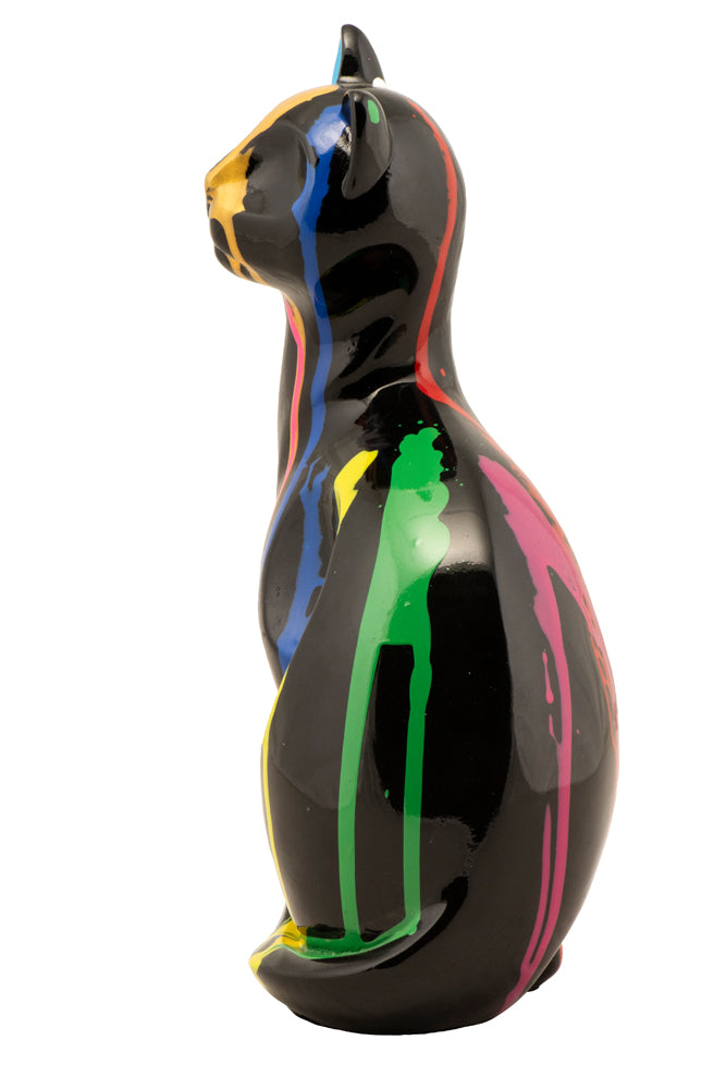 Sculpture Chat Coloré Assis II