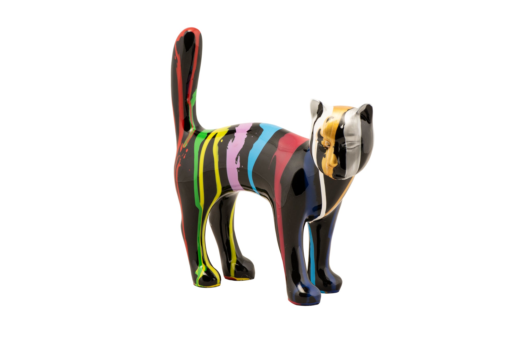 Skulptur Bunte Katze III
