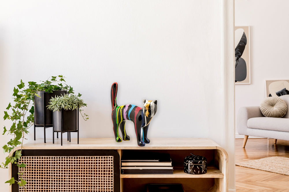 Skulptur Bunte Katze III