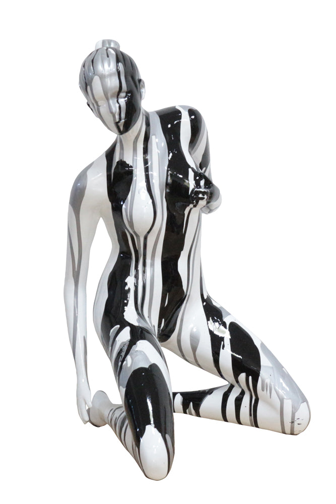 Skulptur Akt in Silber-Schwarz