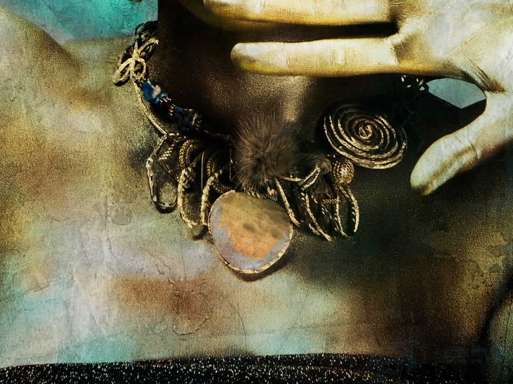 Tableau en verre Golden Beauty avec décoration de feuilles