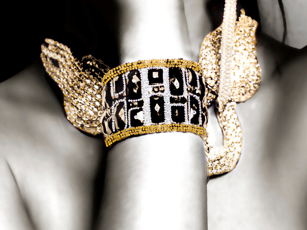 Tableau en verre Beauté avec bijoux en forme de serpent