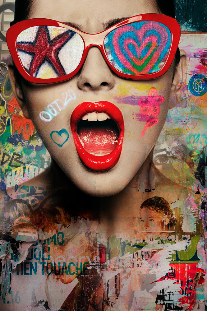 tableau sur verre Street Art "Lunettes de soleil"