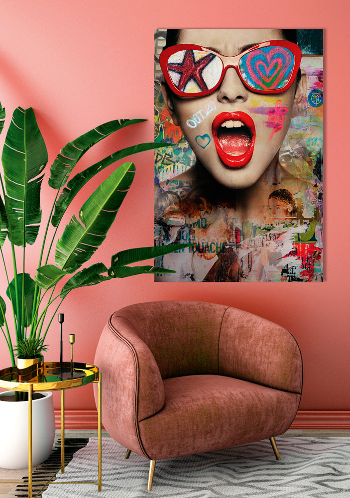 tableau sur verre Street Art "Lunettes de soleil"