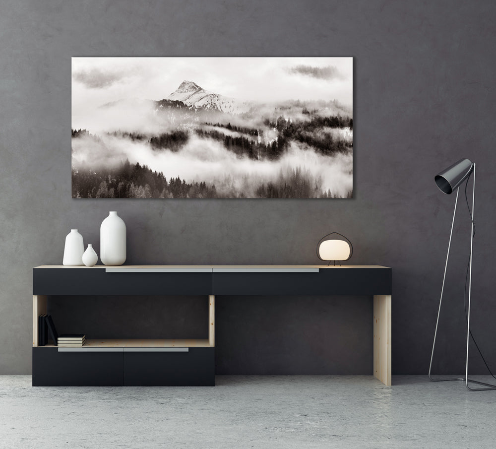 Glass picture Peak in the Cloud Mist