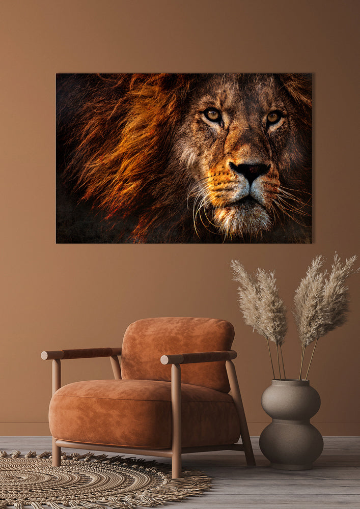 Tableau en verre représentant un lion