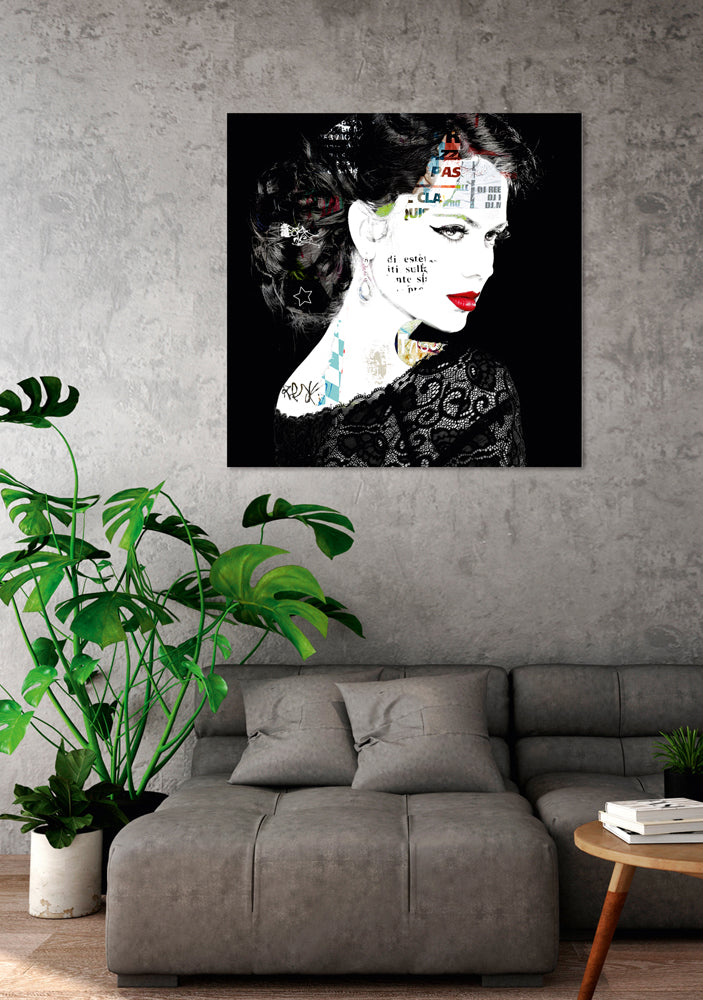 Tableau sur verre Street Art "Glamour Girl"
