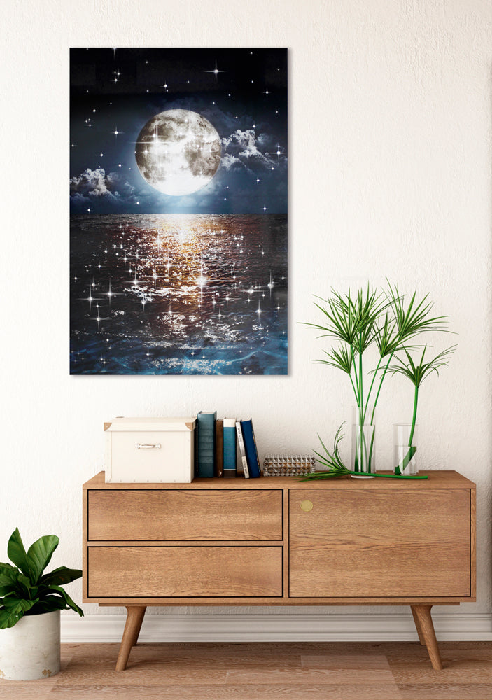 tableau en verre Glitter Moon