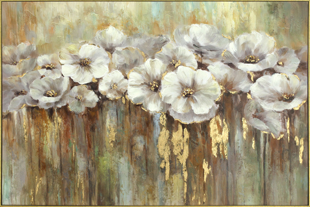 Gemälde Weißer Mohn mit Gold