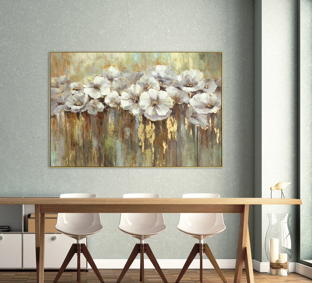 Gemälde Weißer Mohn mit Gold