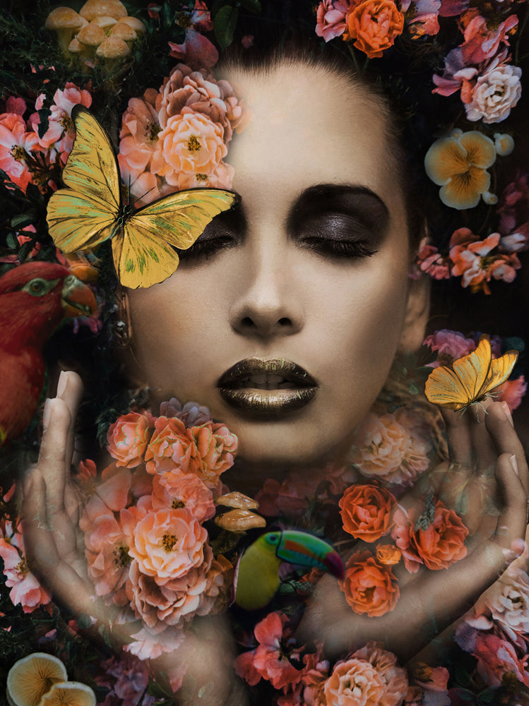 Glass picture Beauty in the Sea of Flowers